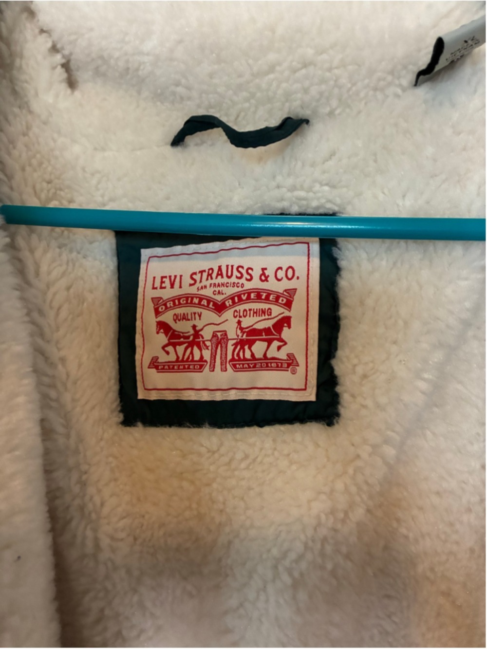 Women's Levi's Sherpa-Lined Puffer Jacket Green White Size XL - Picture 3 of 3